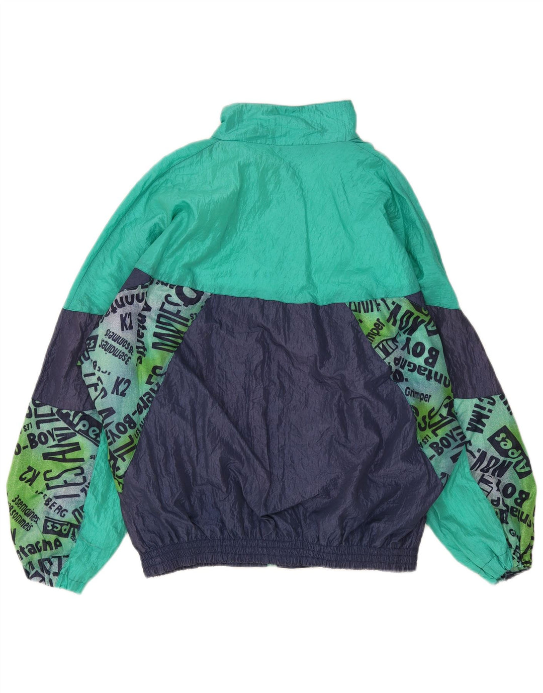 Giacca da ginnastica oversize da uomo vintage XL color block blu navy