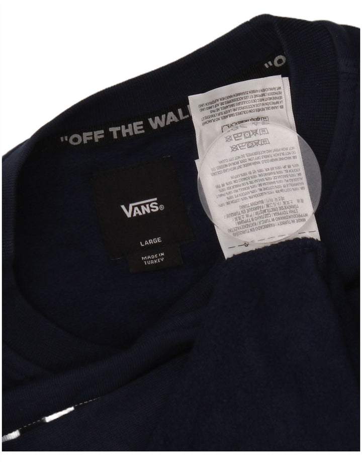Felpa con grafica da donna Vans, maglione UK 14, grande, colore blu navy