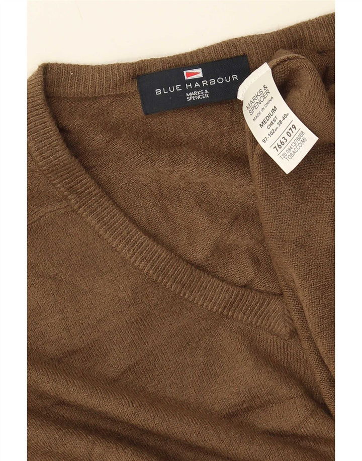 Maglione da uomo con scollo a V blu Harbour Marks & Spencer marrone medio