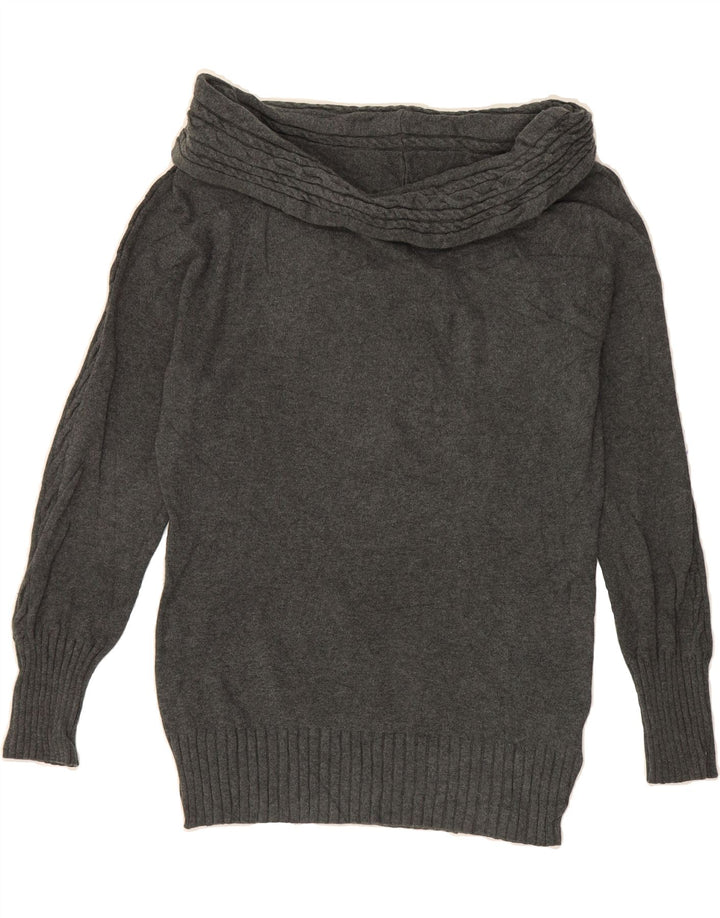 TOMMY HILFIGER Womens Roll Neck Jumper Sweater UK 14 Medium Grey Cotton Vintage Tommy Hilfiger and Second-Hand Tommy Hilfiger from Messina Hembry 