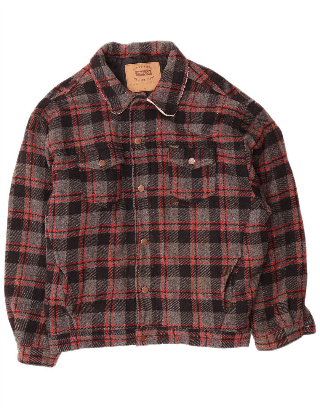 Giubbotto bomber da uomo Wrangler UK 42 XL lana a quadri grigia
