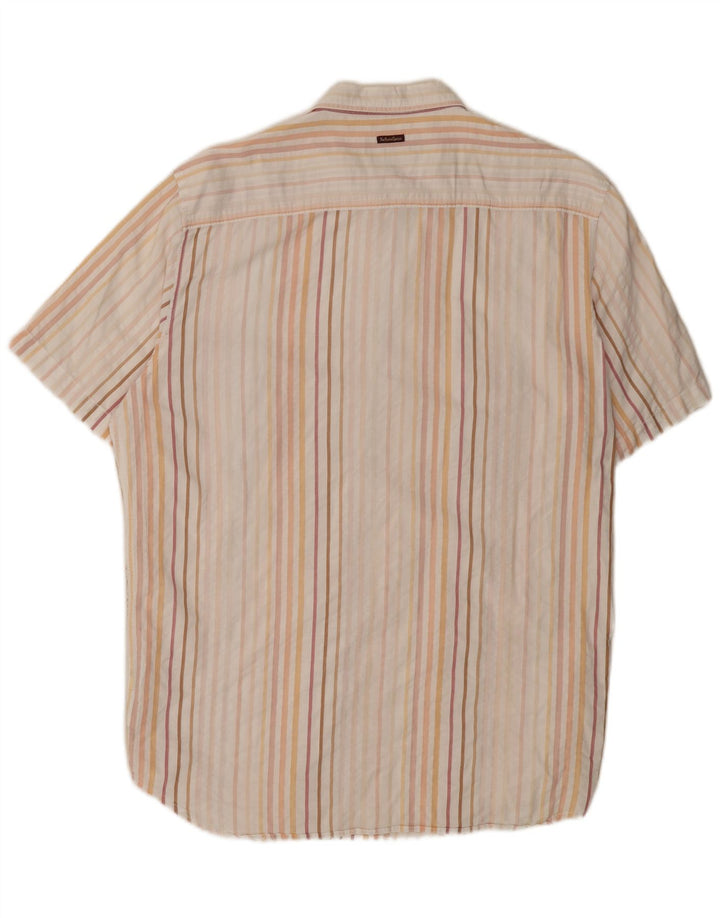 Camicia a maniche corte da uomo Marlboro Classics 2XL Cotone gessato beige