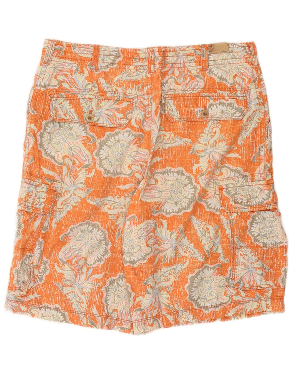 Pantaloncini cargo da uomo Izod W34 Large in cotone floreale arancione