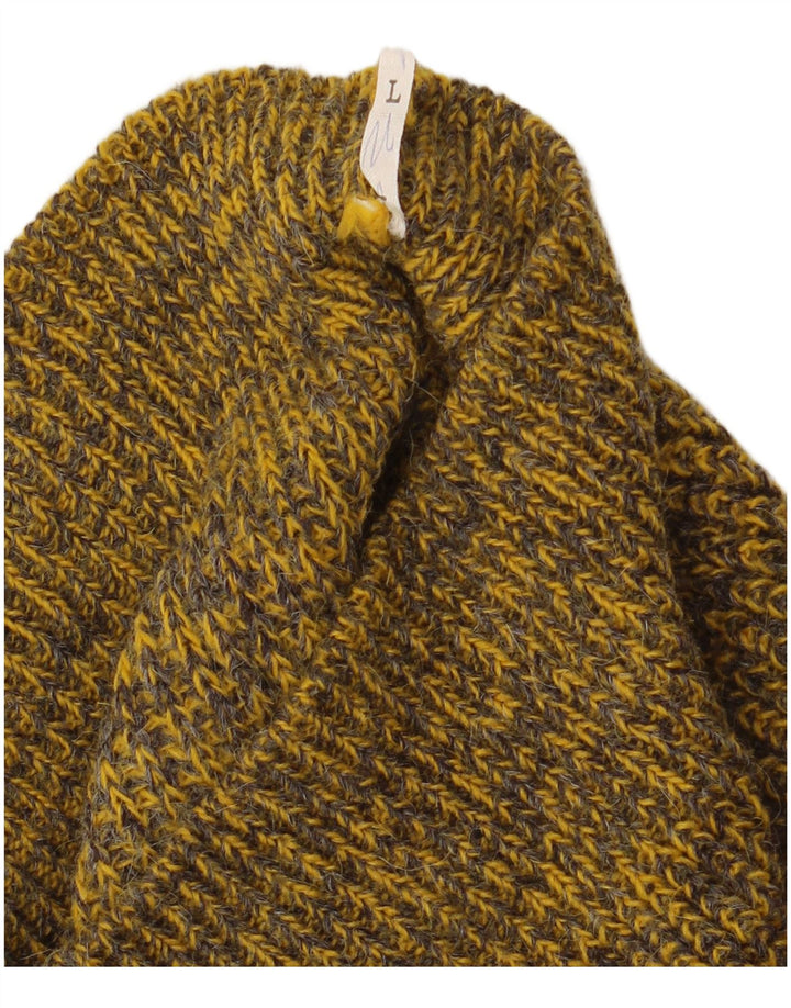 VINTAGE Maglione girocollo da uomo a righe grandi color kaki