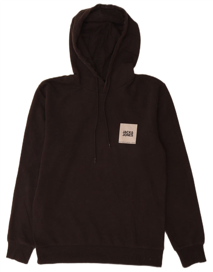 Jack & Jones Felpa con cappuccio grafica da uomo in cotone nero medio