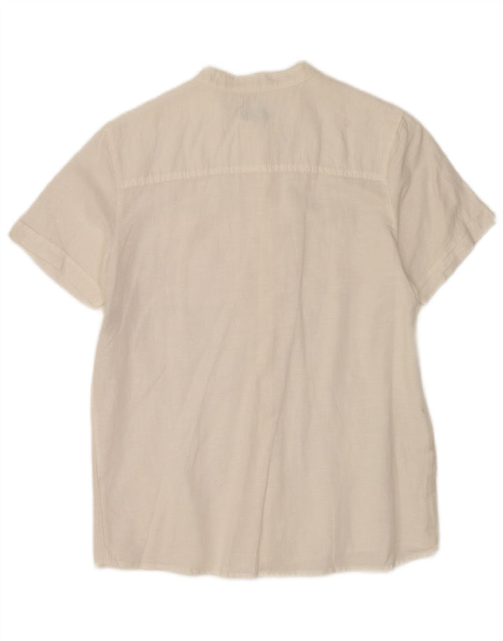 Camicia Benetton Bambino Manica Corta 11-12 Anni 2XL Lino Bianco