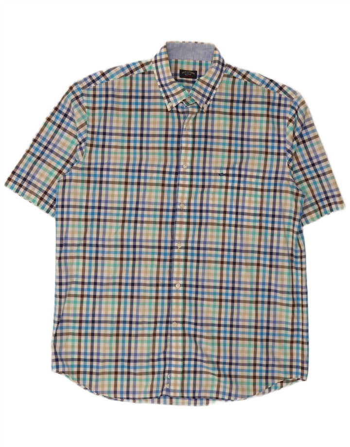 Paul & Shark Camicia a maniche corte da uomo XL in cotone a quadri multicolore