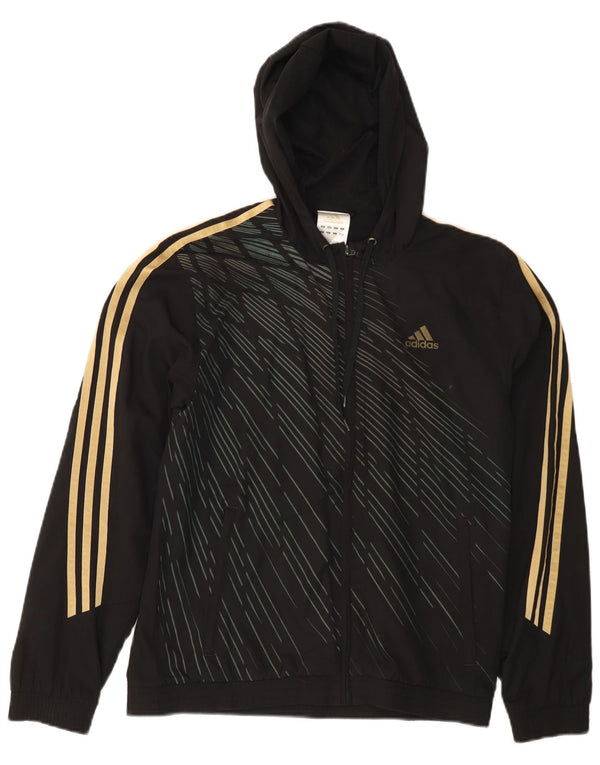 Maglione con cappuccio e zip da uomo ADIDAS XS poliestere a righe nere