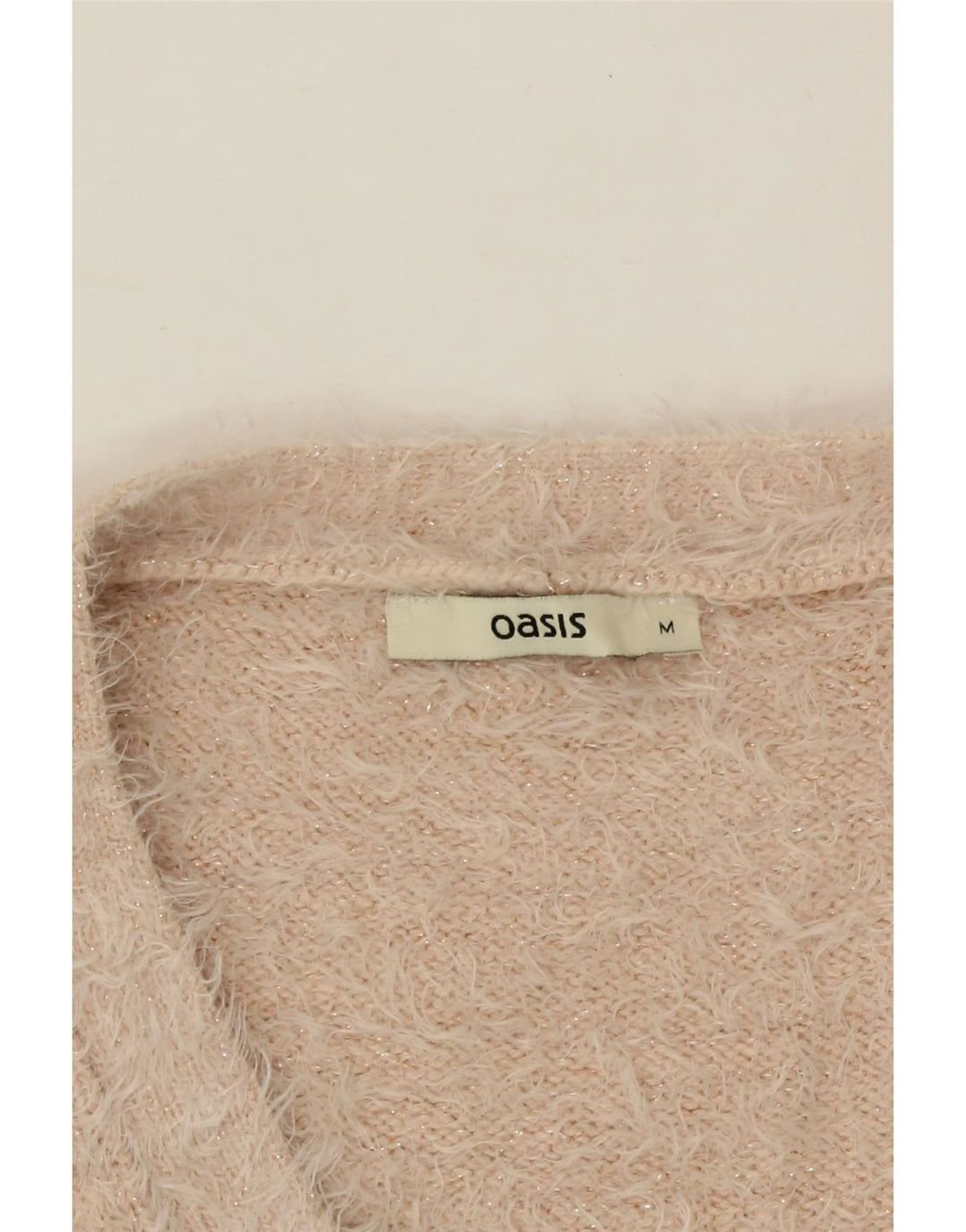 OASIS Womens V-Neck Jumper Sweater UK 14 Medium Beige Polyamide Vintage Oasis and Second-Hand Oasis from Messina Hembry 