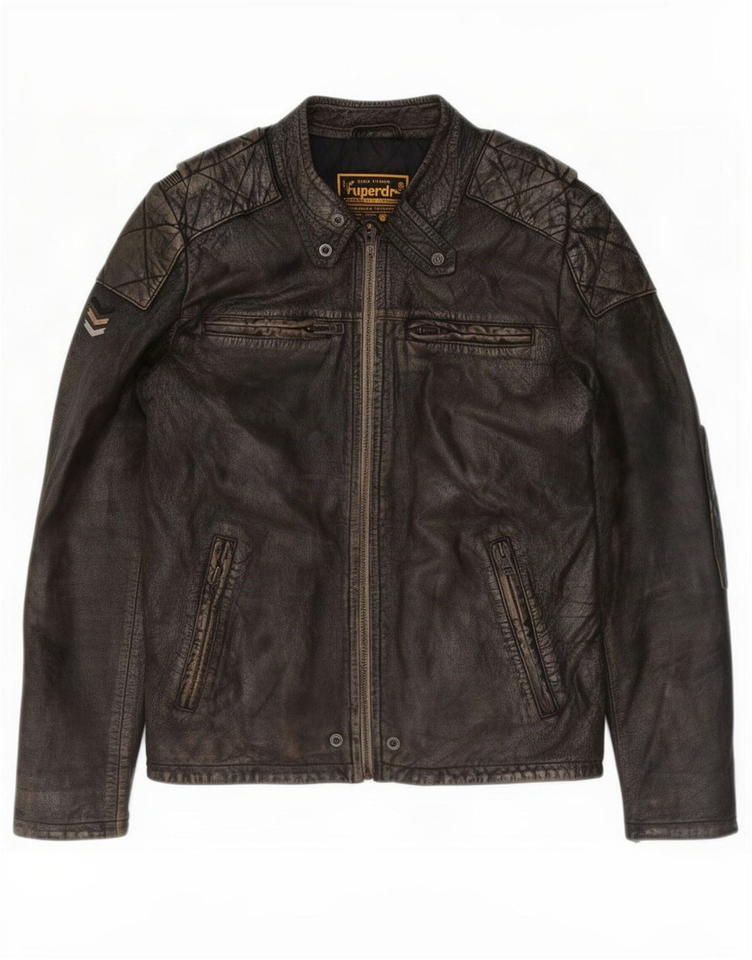 Giacca in pelle da uomo Motorstyle Superdry UK 40 grande marrone