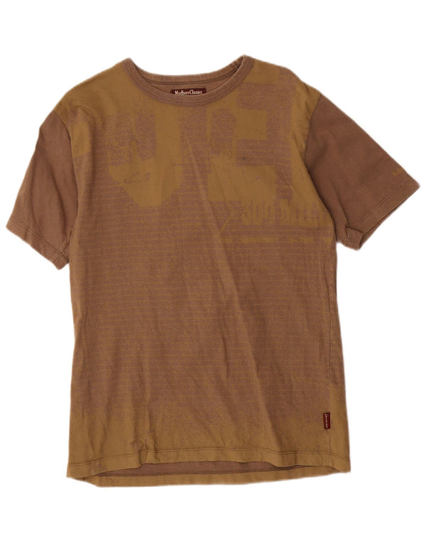 T-shirt grafica da uomo Marlboro Classics Top in cotone gessato marrone medio