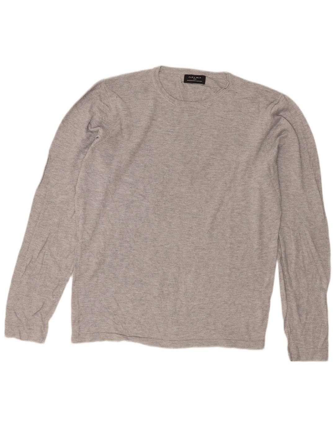 Maglione girocollo da uomo Zara in viscosa screziata grigio medio