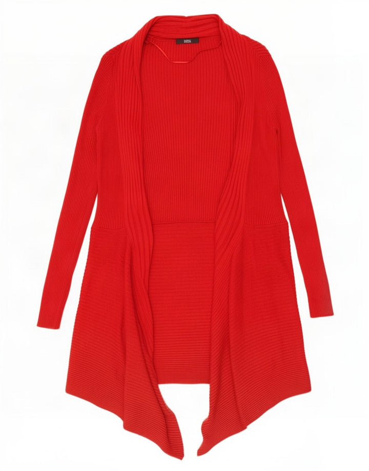 Maglione cardigan aperto lungo da donna Marks & Spencer UK 10 piccolo rosso