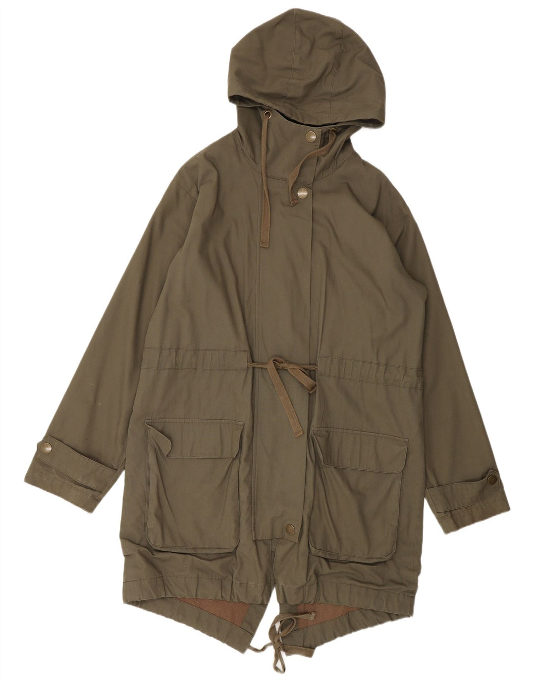 Giacca Parka con cappuccio da donna Toast UK 12 Medium Khaki Cotton Army