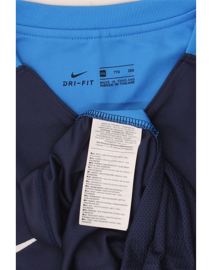 T-shirt da uomo Nike Dri Fit Top 2XL poliestere color block blu navy