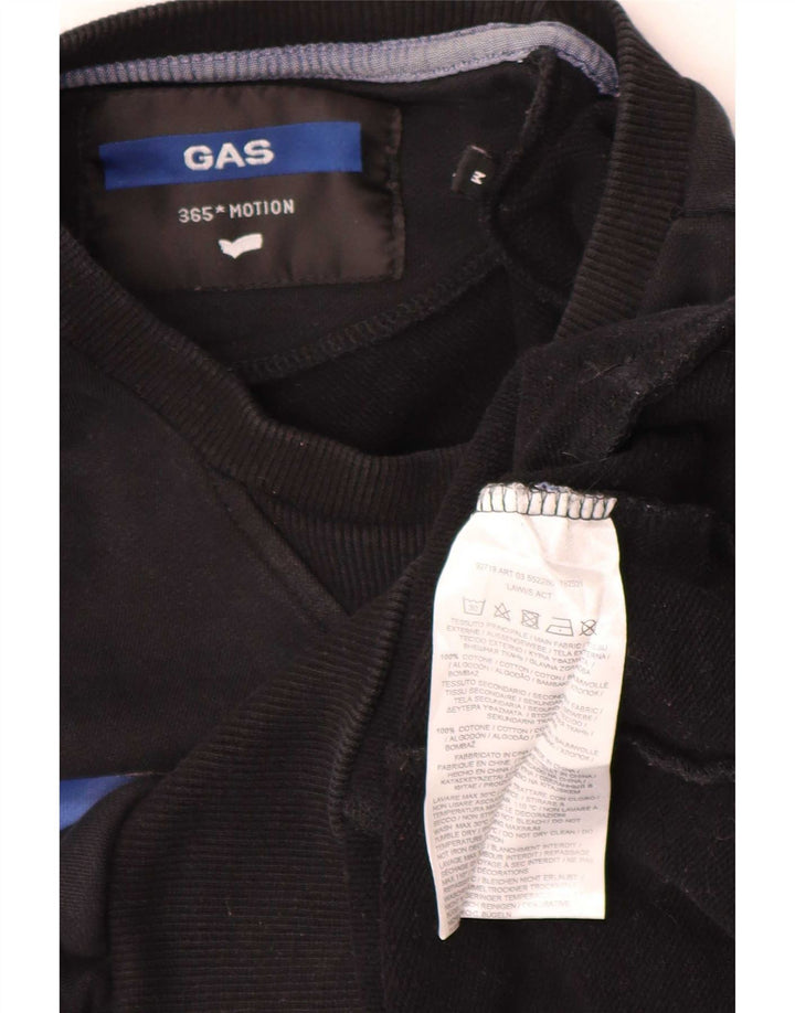 Felpa grafica da uomo Gas, maglione, cotone nero medio