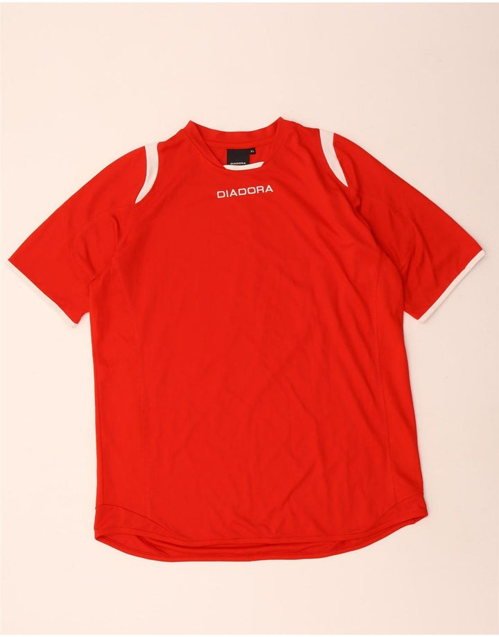T-shirt grafica da uomo Diadora Top XL Poliestere color block rosso