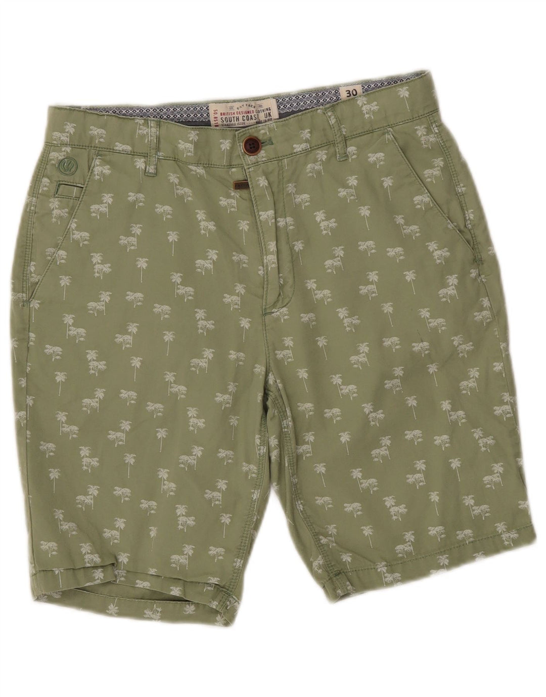 Pantaloncini chino da uomo Fat Face W30 in cotone floreale verde medio