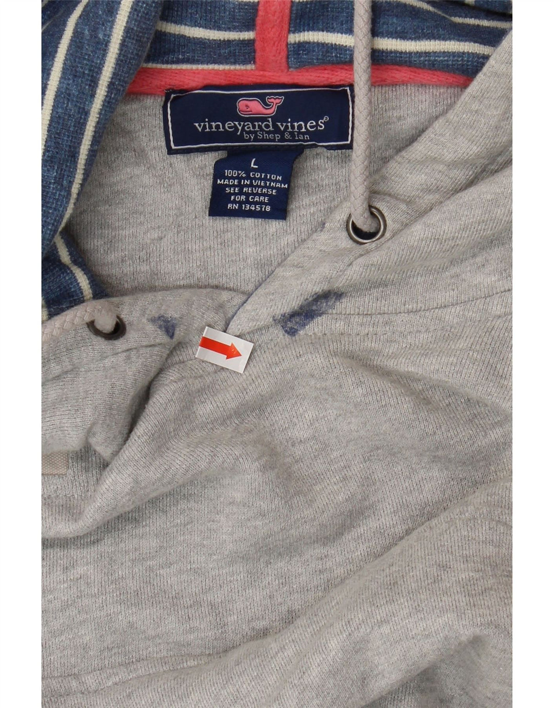 VINEYARD VINES Maglione con cappuccio da uomo grande in cotone grigio