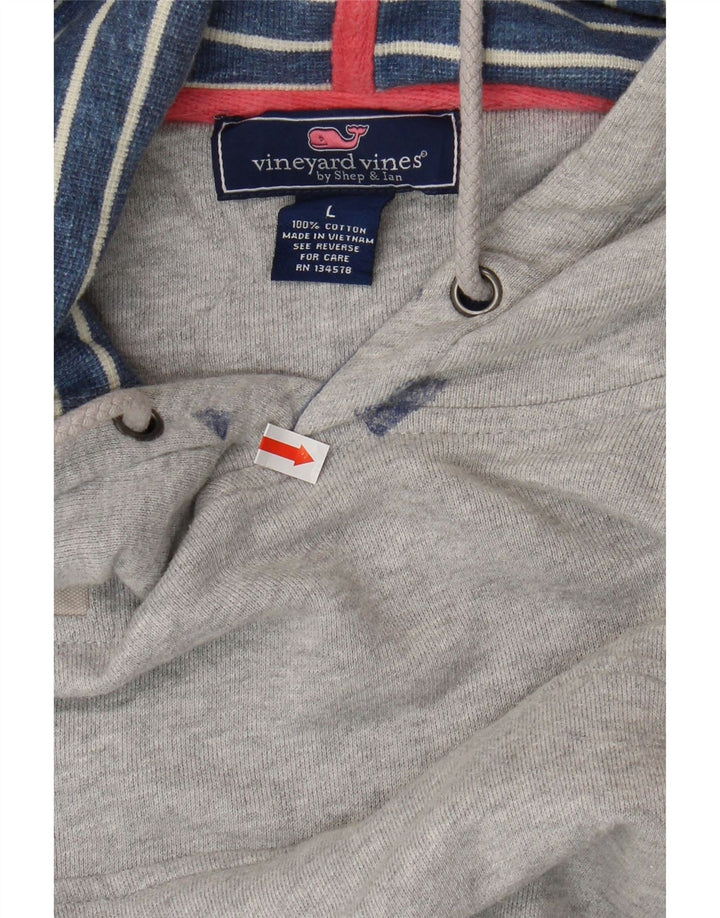 VINEYARD VINES Maglione con cappuccio da uomo grande in cotone grigio
