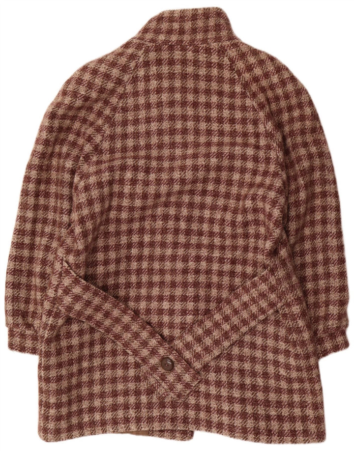 Soprabito vintage da donna IT 48 XL in lana a quadretti marrone