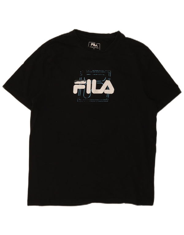 T-shirt grafica da uomo Fila Top in cotone nero medio