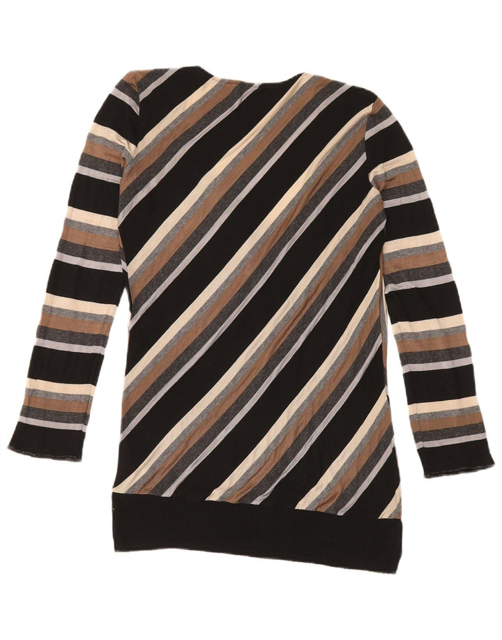 Maglione da donna con scollo a V Benetton UK 14 a righe grandi multicolori