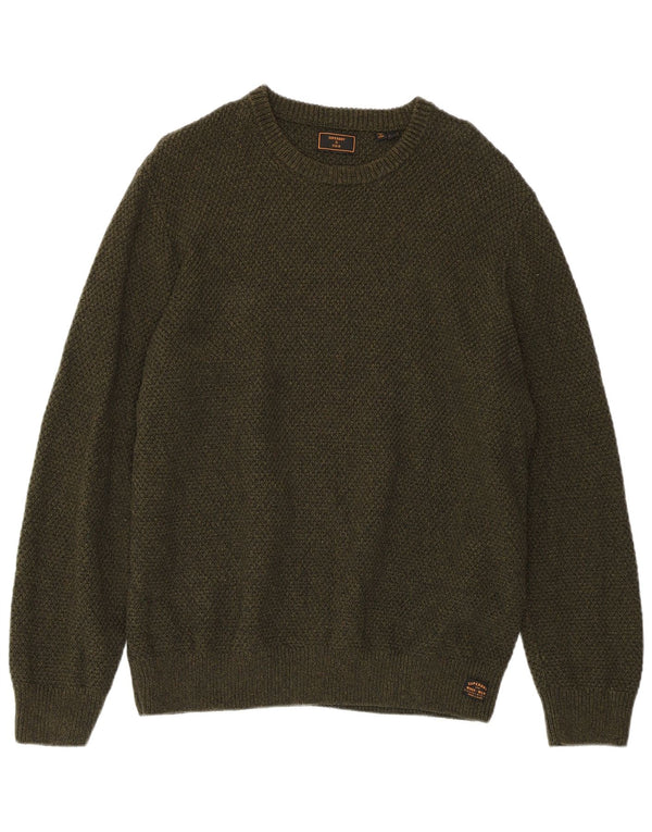 Maglione maglione girocollo da uomo SUPERDRY 2XL cotone kaki
