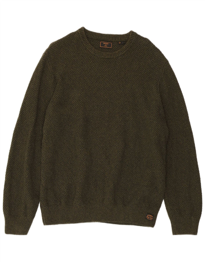 Maglione maglione girocollo da uomo SUPERDRY 2XL cotone kaki