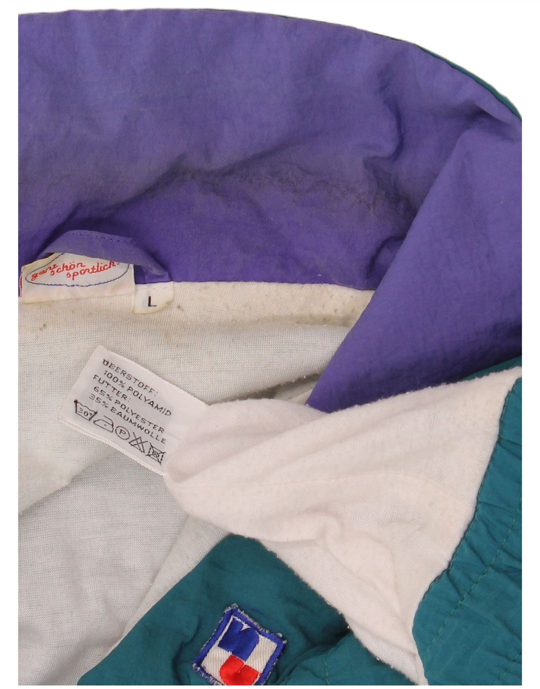 Giacca da tuta da uomo vintage vestibilità ampia, grande color block blu