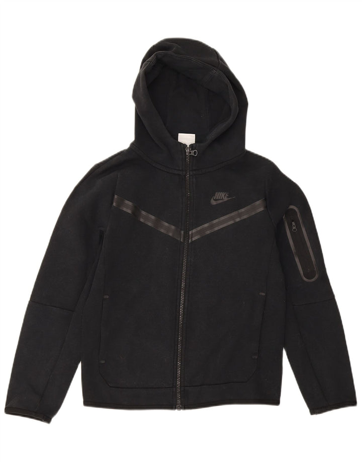 Felpa con cappuccio e zip Nike per ragazzi, 10-11 anni, cotone nero medio