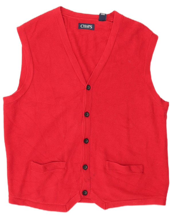 Maglione cardigan senza maniche da uomo CHAPS grande in cotone rosso