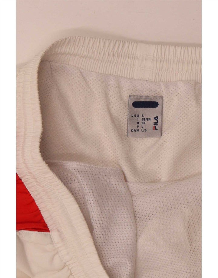 Pantaloncini sportivi da uomo Fila Large in poliestere color block bianco