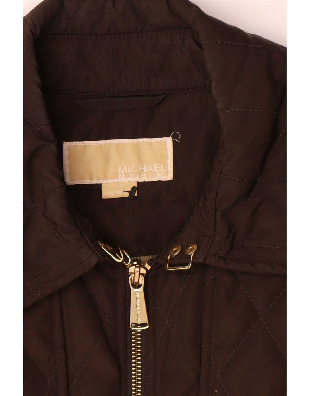 Giacca pratica trapuntata da donna Michael Kors UK 14 Poliestere marrone medio