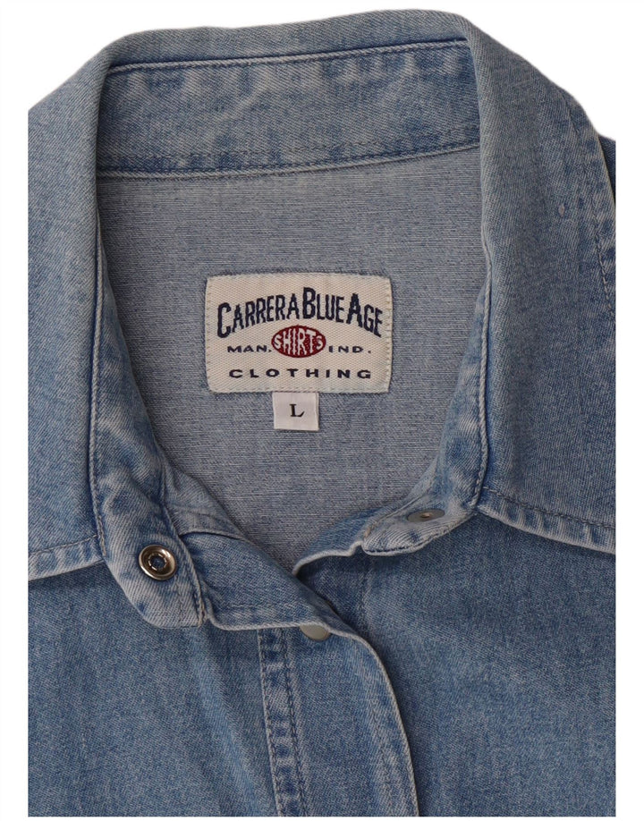 CARRERA Womens Denim Shirt UK 16 Large Blue