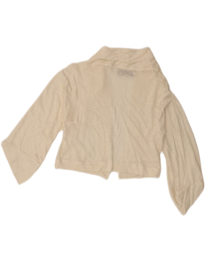 Maglione cardigan aperto corto da donna Zara UK 12 medio bianco sporco