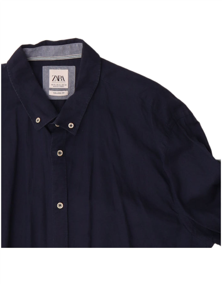 Camicia ZARA da uomo vestibilità comoda XL blu navy