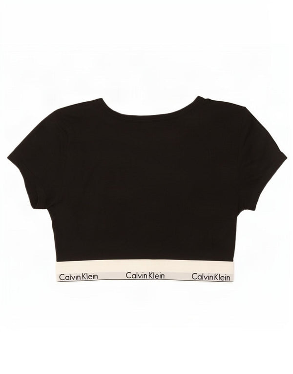 T-shirt grafica corta da donna Calvin Klein Top UK 14 Large Black Colourblock