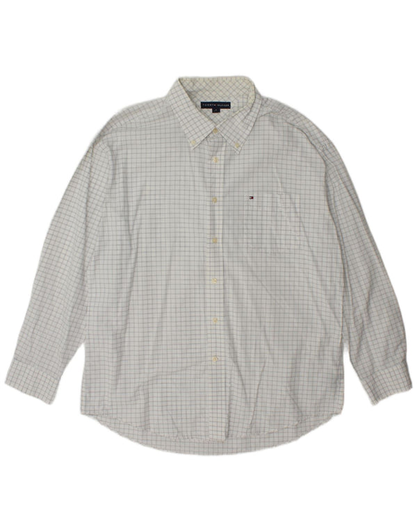 Camicia da uomo Tommy Hilfiger XL in cotone a quadri bianchi