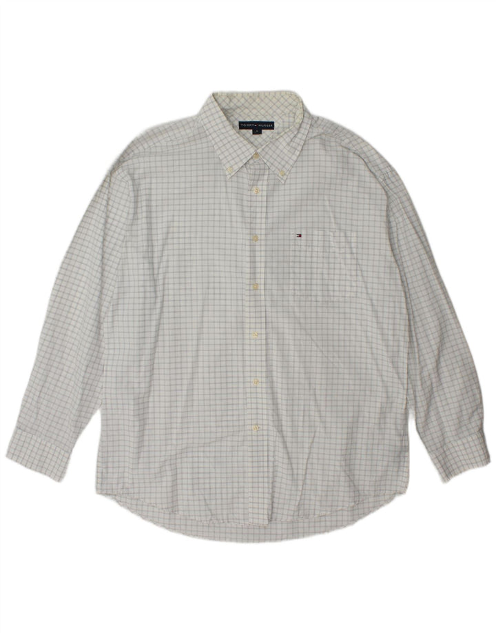 Camicia da uomo Tommy Hilfiger XL in cotone a quadri bianchi
