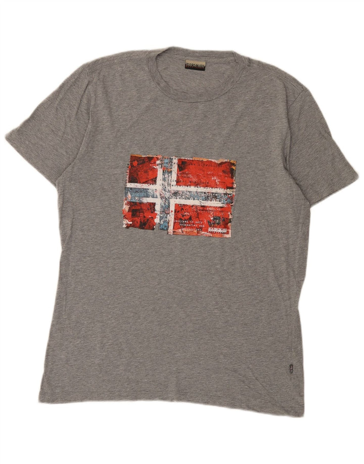 Maglietta da uomo con grafica geografica Napapijri Top grigio medio