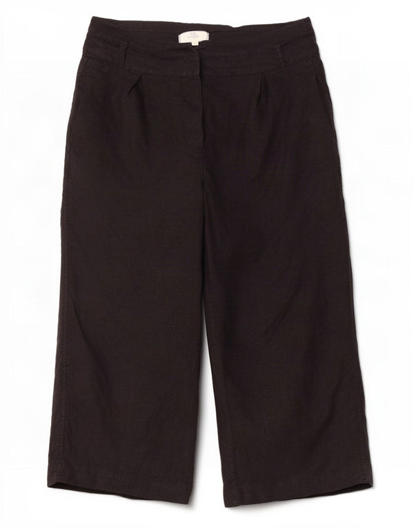 Pantaloni Capri da donna Fat Face UK 14 Large W34 L23 Lino nero