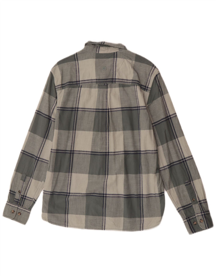 Camicia in flanella da uomo Fat Face, cotone a quadri grigi grandi