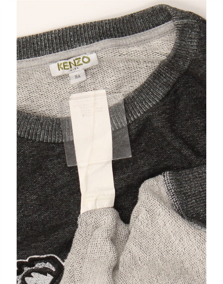 Felpa grafica da bambino Kenzo 15-16 anni in cotone grigio
