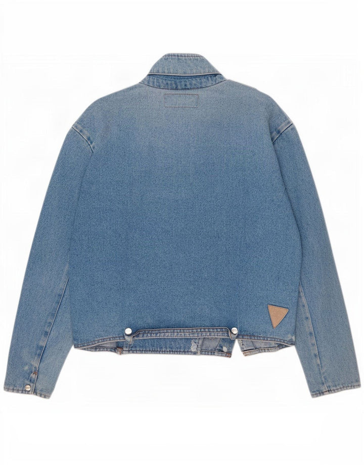 Giacca di jeans militare vintage da donna IT 46 grande in cotone blu