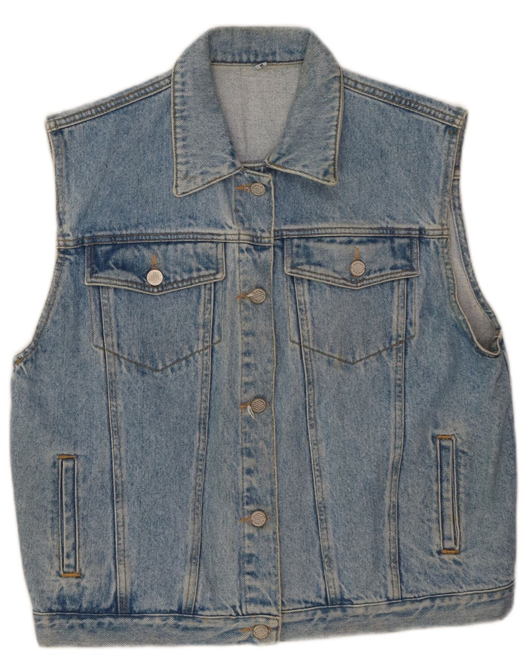 Gilet in denim da donna VINTAGE UK 14 cotone blu medio