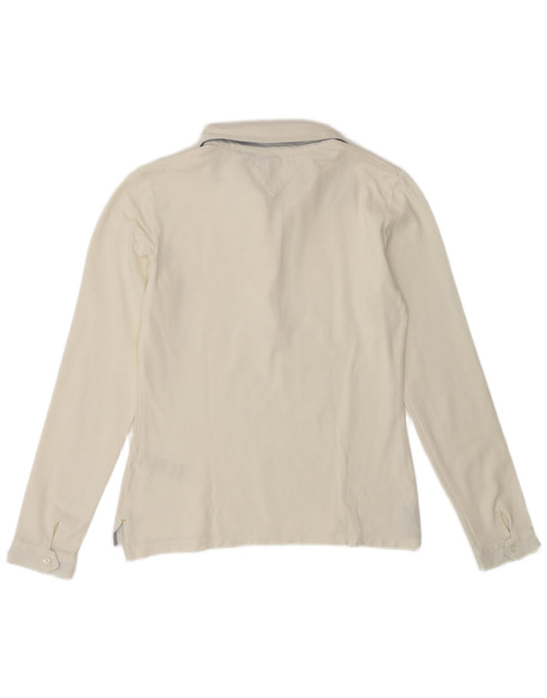 Polo a maniche lunghe da donna Tommy Hilfiger UK 14 cotone bianco sporco medio