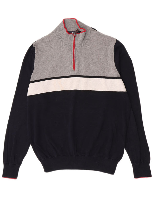 Maglione da uomo Marks & Spencer con collo con zip blu Harbour blu navy medio