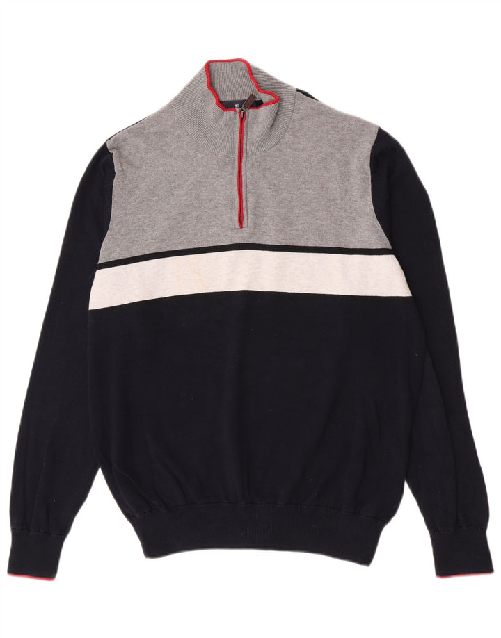 Maglione da uomo Marks & Spencer con collo con zip blu Harbour blu navy medio