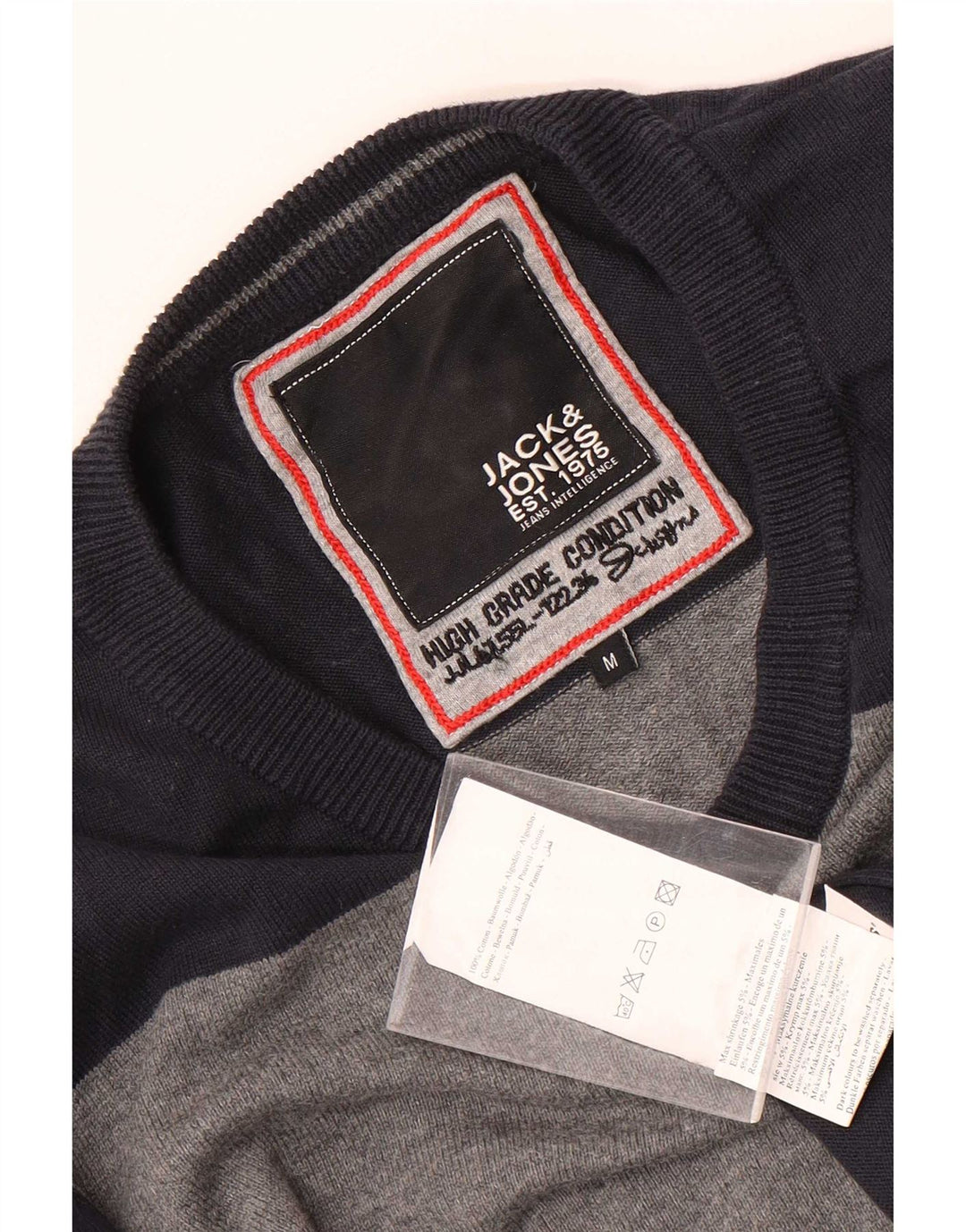Jack & Jones Maglione da uomo con scollo a V in cotone color block medio blu navy